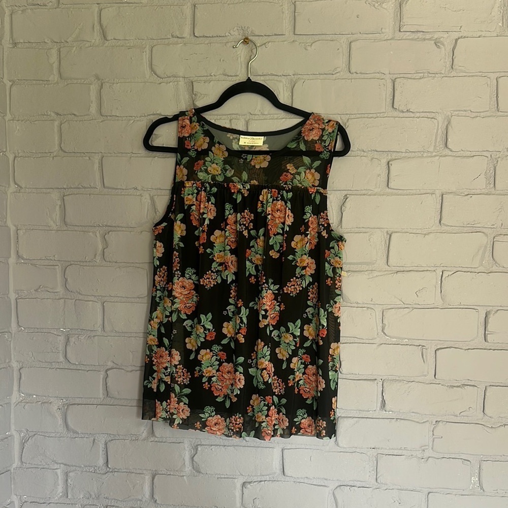 NEW Bobbie Brooks Black and Pink Sleeveless Tank Top size M